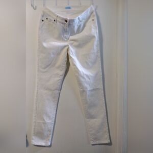 J McLaughlin Bright White Slim Jeans Gold Buttons Size 12 Pre-owned.